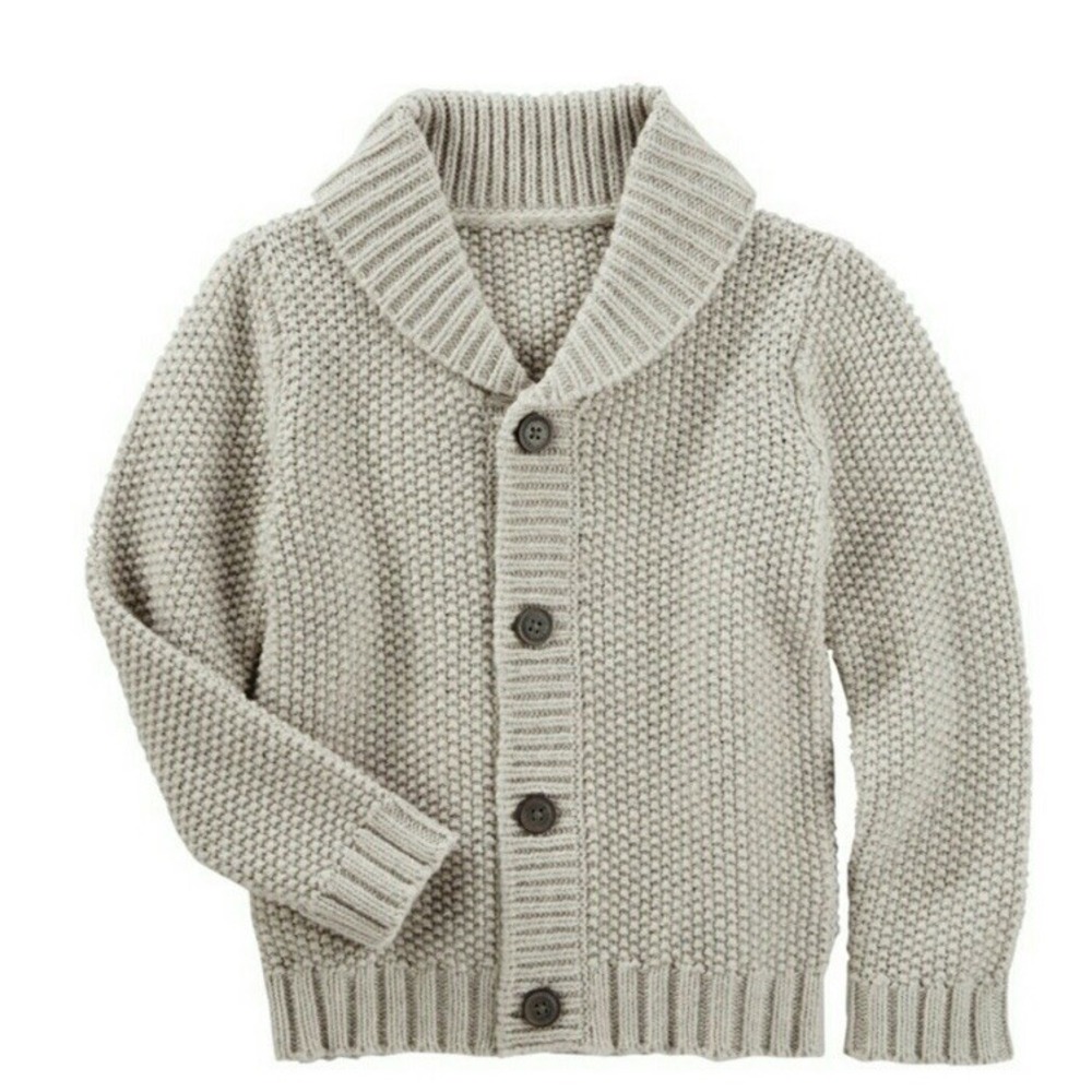 OshKosh B'gosh‎ Cardigan Sweater Boys 7 Ivory Cream Shawl Collar Waffle Knit NWT
